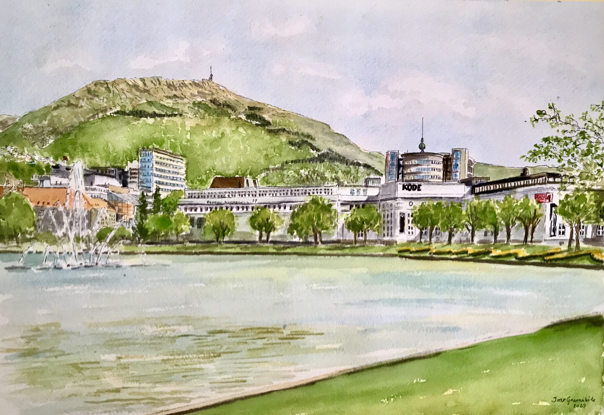 Ulriken sett fra Lille Lungegårdsvann